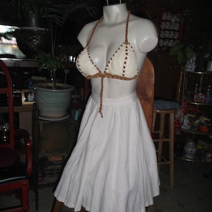 Deerskin bra/ Handmade leather bra/ Deerskin halter/ Handlaced bra/ Contrast color bra/Yoke style bra top