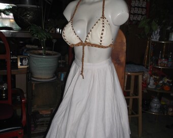 Deerskin bra/ Handmade leather bra/ Deerskin halter/ Handlaced bra/ Contrast color bra/Yoke style bra top