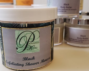 12 oz, Black Exfoliating Shower Mousse