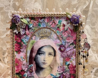 Virgen Mary, With Stand, Guadalupe, Folkorio, Mexican Boho Art