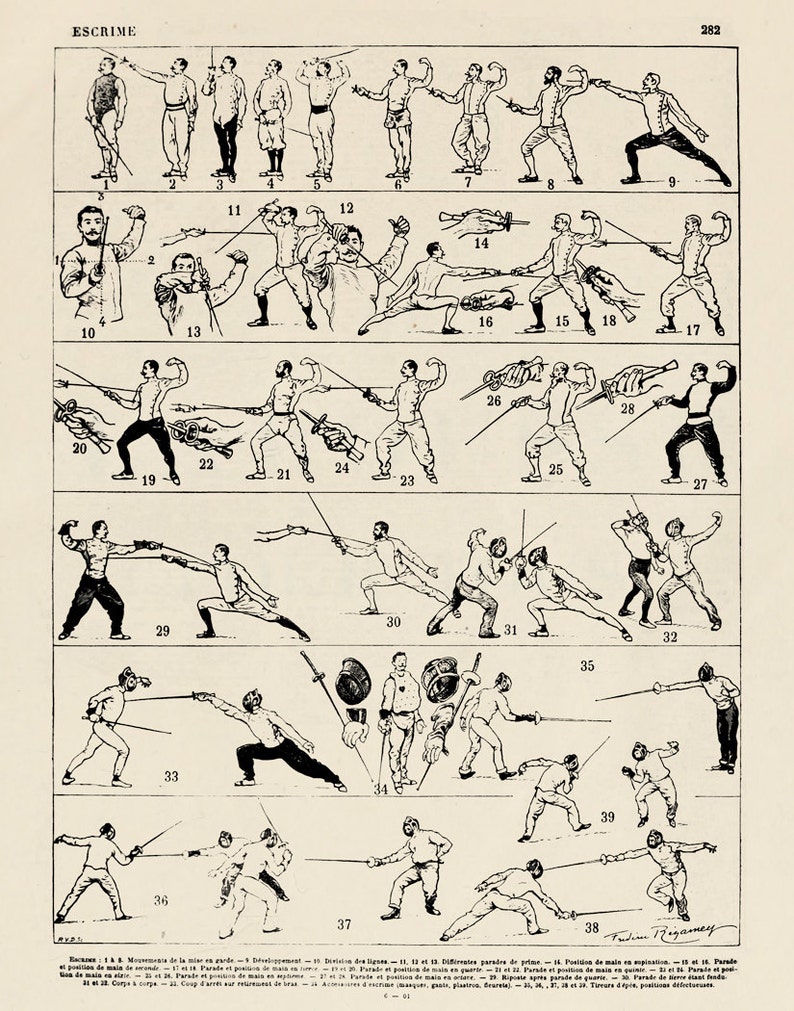 Vintage French Print Fencing Instant Digital Download Etsy