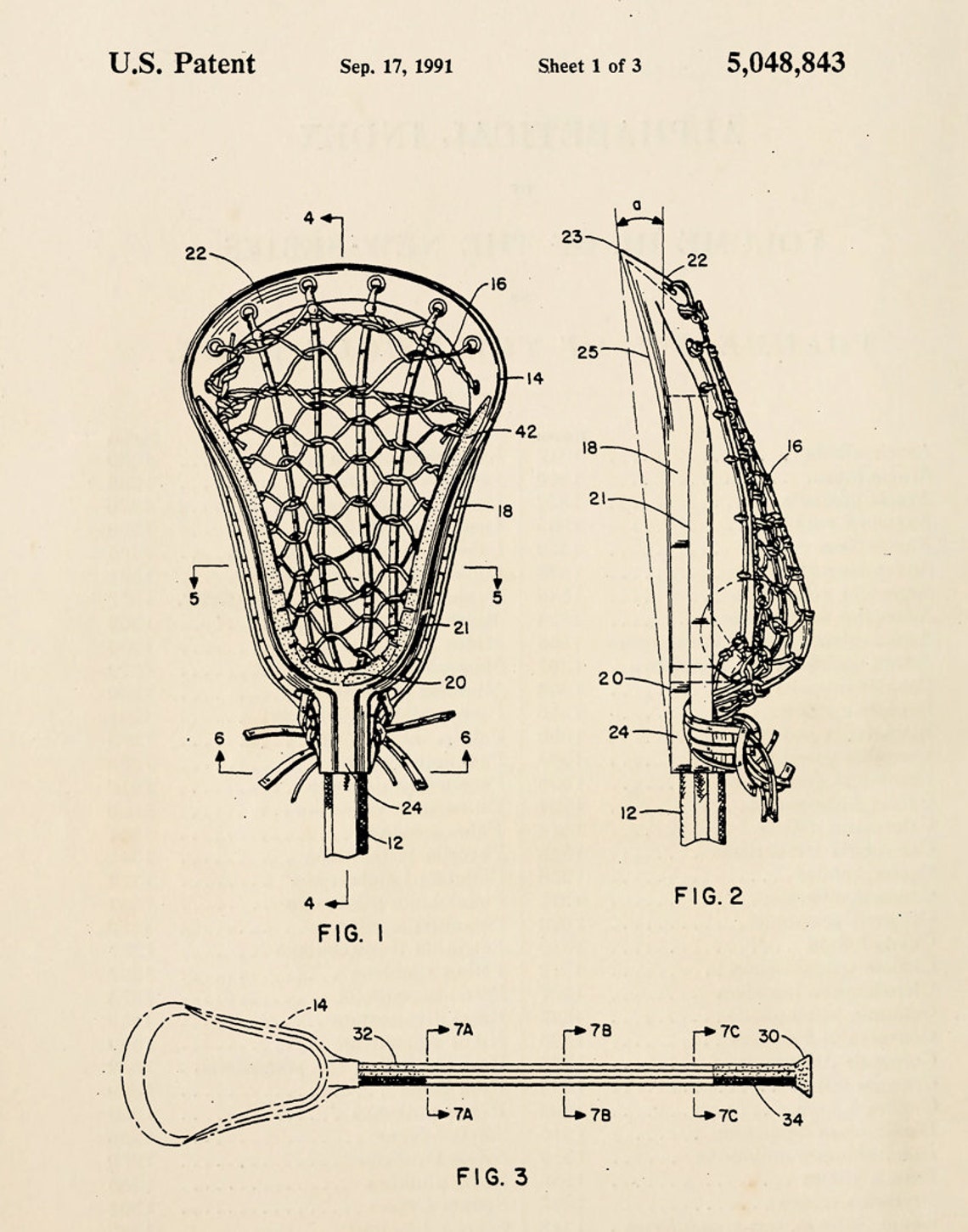 Lacrosse Stick Vintage Patent Print 3 Instant Digital Download Etsy
