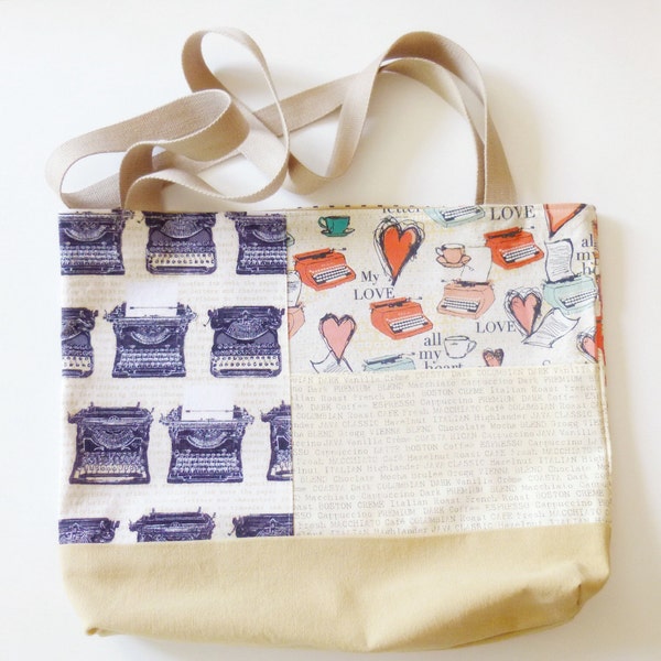 Cotton Tote Bag Typewriters, Coffee, Keys