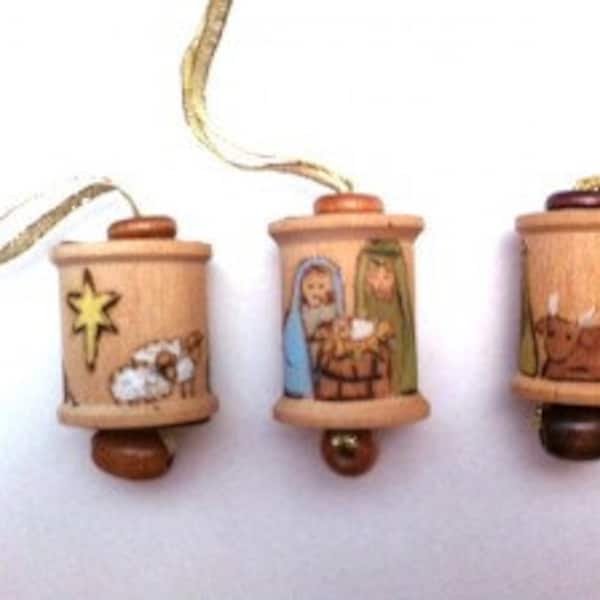Nativity Wooden Spool Ornament