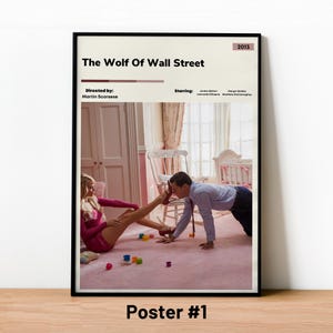 The Wolf of Wall Street Poster, Modern Movie Wall Art, Minimalist Print, Leonardo DiCaprio, Margot Robbie, Film Fan Collectibles