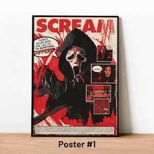 Scream 6 Movie Poster, Retro Comic Book Style Ghostface Wall Art, Horror Film Print, Cult Slasher Artwork for Home Decor, Halloween Poster