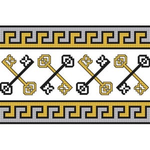 Hekatean Keys and Greek Key Meander Cross Stitch Pattern