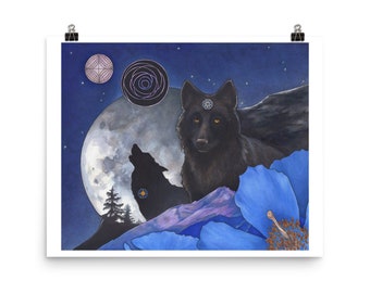Black Wolf of the West  |  Wolf Art  |  Mystical Wolf  |  Wolf Magic  |  Wolf Priestess