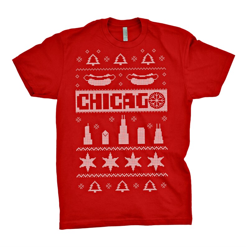 Chicago Ugly Christmas Sweater T-Shirt image 0
