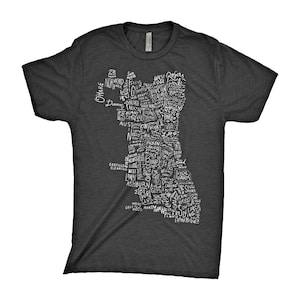 T-shirt typographie de la carte des quartiers de Chicago