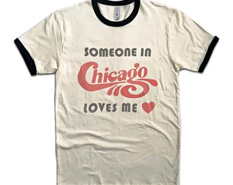 Vintage Retro Someone in Chicago Loves Me Ringer T-Shirt