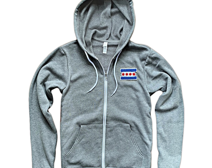 Chicago Flag Zip-Up Hoodie Sweatshirt