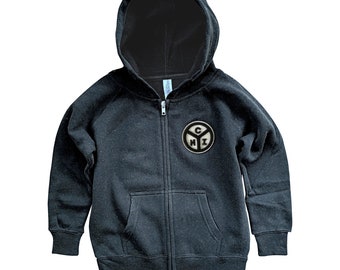 Black Chicago Municipal Logo Patch Kids Zip-Up Hooded Sweatshirt