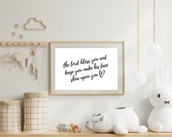 May the Lord Bless You Over Crib Art for Kids Room