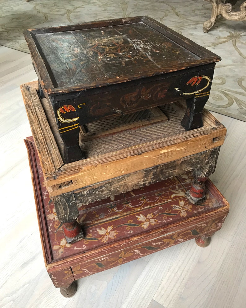 Antique Painted Afghan Tea Table Large Etsy