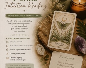 One Card Tarot Reading Personalized Intuitive Guidance with Journal Prompt