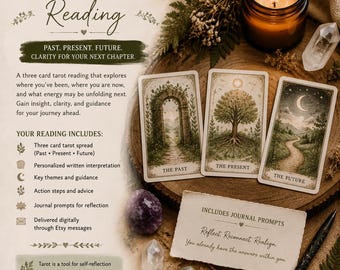 Three Card Tarot Reading | Past Present Future | Personalized Written Reading | Digital Delivery
