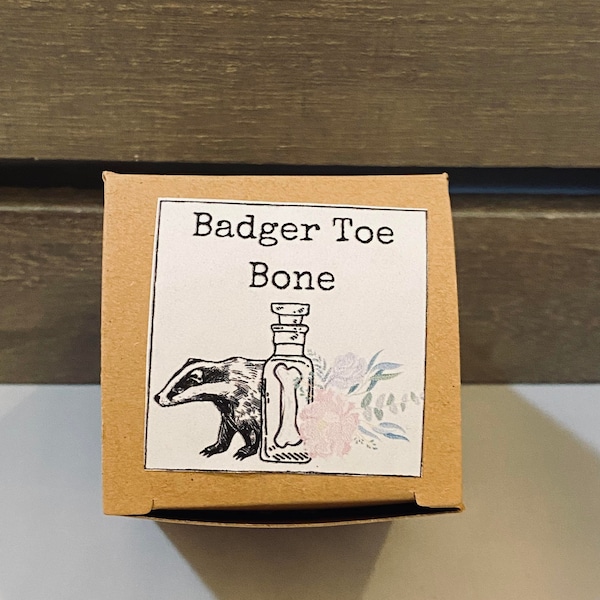 Badger Toe Bone - Real - Gift Box - corked mini Jar - Nature Collection - Stocking Stuffer - present