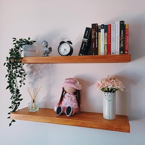 Heavy-Duty Floating Shelf, Wooden Floating Shelves, Custom Color Wood Shelf, Custom Size Shelf, Solid Wood Shelf for Kitchen And Livingroom