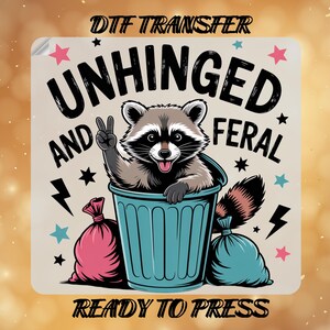 Unhınged And Feral Raccoon DTF Transfer,Halloween Raccoon Ready To Press,Dustbin Raccoon DTF,Funny Raccoon Heat Press,Spooky Vibes DTF Print