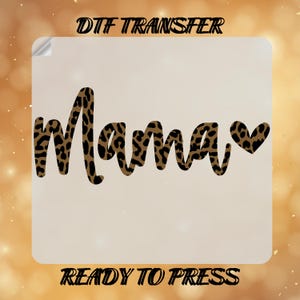 Transferts DTF Heart Mama léopard, prêt à presser, transferts à chaud, film direct, haute qualité, transferts thermocollants, DTF mère