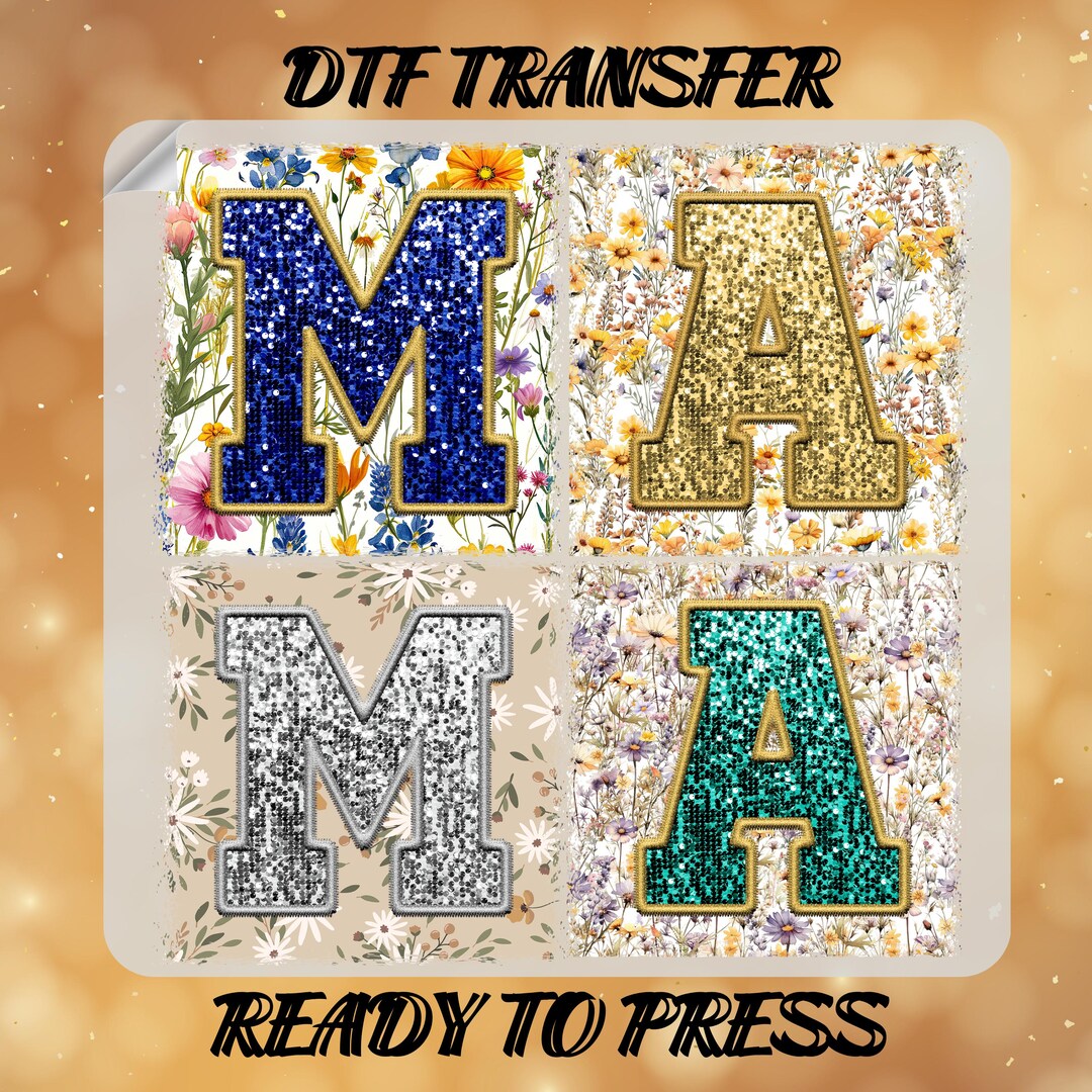 Flowers Colorful Mama DTF Transfer Glitter Mom Life Ready to Press ...