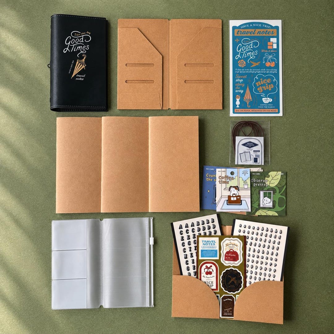 Standard Travel Notebook Set | PU Leather Travel Journal With 3 Refills ...