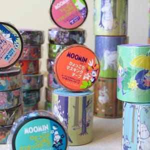 Moomin Masking Tapes, 18 Designs Available - Washi, PET Film, PE cloth | Moomin Sticker Stationery Journals Planner Scrapbooking image 1