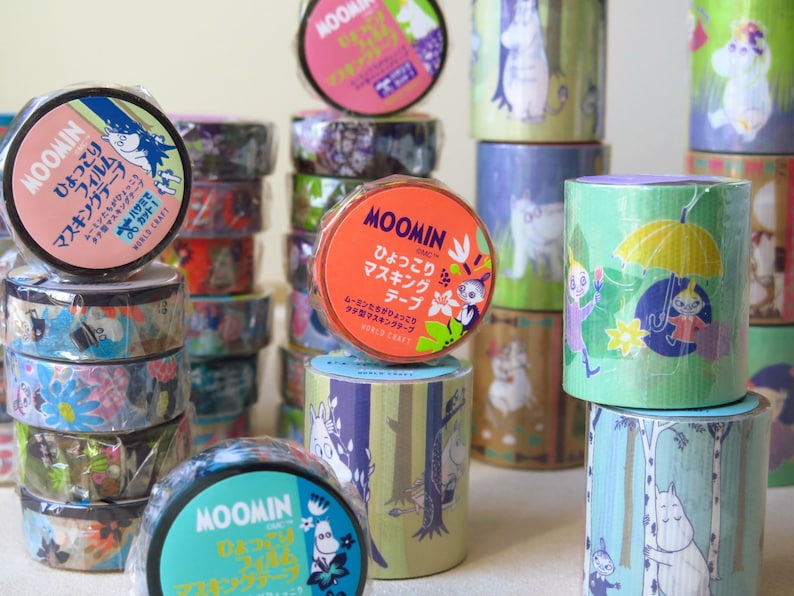 Moomin Masking Tapes, 18 Designs Available - Washi, PET Film, PE cloth | Moomin Sticker Stationery Journals Planner Scrapbooking image 1