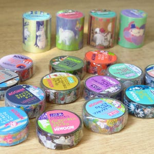 Moomin Masking Tapes, 18 Designs Available - Washi, PET Film, PE cloth | Moomin Sticker Stationery Journals Planner Scrapbooking All 18