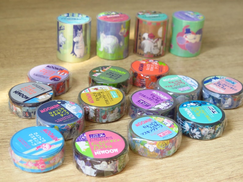 Moomin Masking Tapes, 18 Designs Available - Washi, PET Film, PE cloth | Moomin Sticker Stationery Journals Planner Scrapbooking All 18