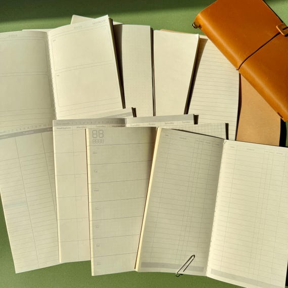 Standard TN Insert Refill - 9 Layouts: Blank, Lined, Grid, Dotted, Daily, Weekly Planner, Expense Tracker | Sewn Binding, 100gsm Paper