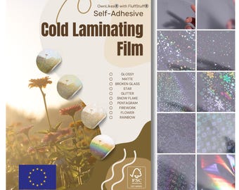 A4 Holographic Lamination Sheet 10 Patterns | Self-Adhesive Cold Laminating Film BOPP - Waterproof DIY Stickers Labels