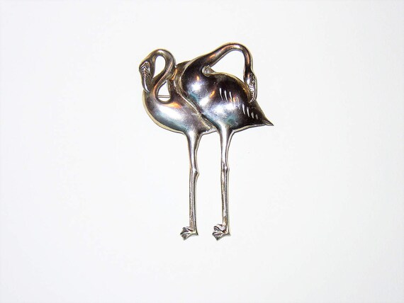 Vintage Signed Sterling Mosell Flamingo Brooch
