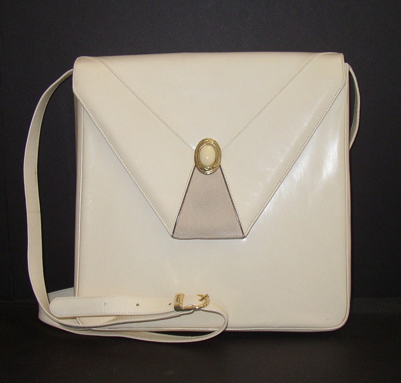 Vintage Bally Handbag Purse Cream White Leather Suede | Etsy