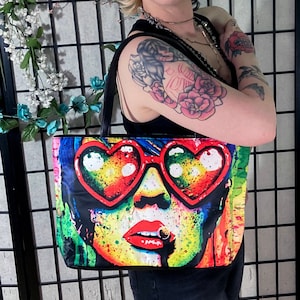 Electric Wasteland by Carissa Rose Classic Shoulder Bag | Large Bucket Bag Purse | Rainbow Punk Rock Edgy Alternative Girl Art