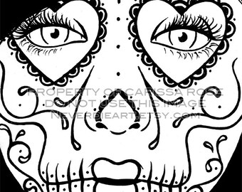 sugar sugar skull coloring page etsy