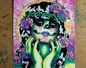 sugar skull art etsy