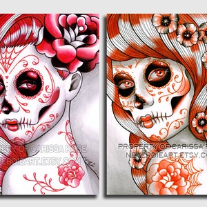 Set of SIX Signed Art Prints Spectrum Series 5x7, 8x10, or apprx. 11x14 Prints Rainbow Day of the Dead Sugar Skulls image 3