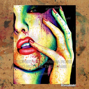 Impresión artística / Póster / Tapiz / Impresión en metal / Bienvenido a la mascarada / Arte pop colorido, moda vanguardista, mujer arcoíris