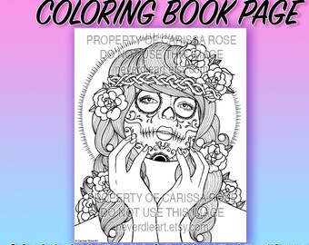 Digital Download Print Your Own Coloring Book Outline Page - Somewhere In The Between by Carissa Rose
