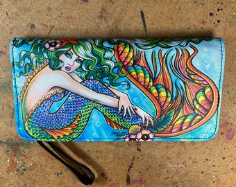 Women's Clutch Purse Wallet Wristlet | Mermaid by Carissa Rose | Rockabilly Pop Art Mermaid Fantasy Pin Up Girl