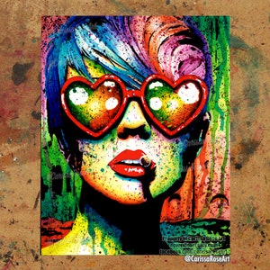 Art Print Electric Wasteland Poster Colorful Rainbow Edgy Alternative Pop Art Punk Rock Girl 5x7, 8x10, 10.5x13.8, 11x17 inch image 1
