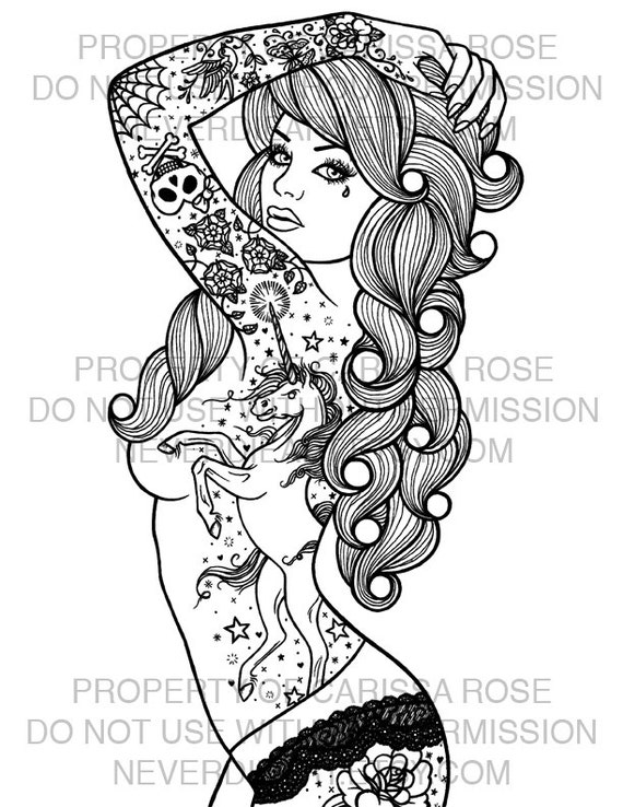 Princess With Tattoo Coloring Book 40 Amazing and Sexy  Etsy Australia