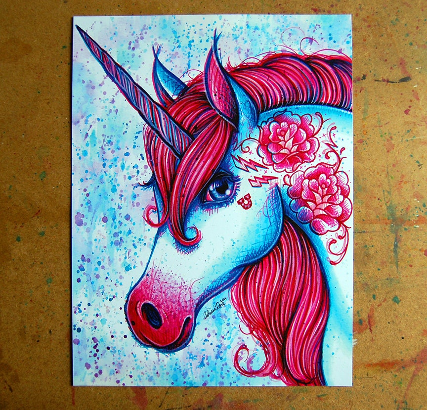 Einhorn Pop Kunstdruck 5 X 7 8 X 10 Oder Ca 11 X 14 In Etsy