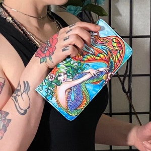 Women's Clutch Purse Wallet Wristlet Mermaid by Carissa Rose Rockabilly Pop Art Mermaid Fantasy Pin Up Girl image 2