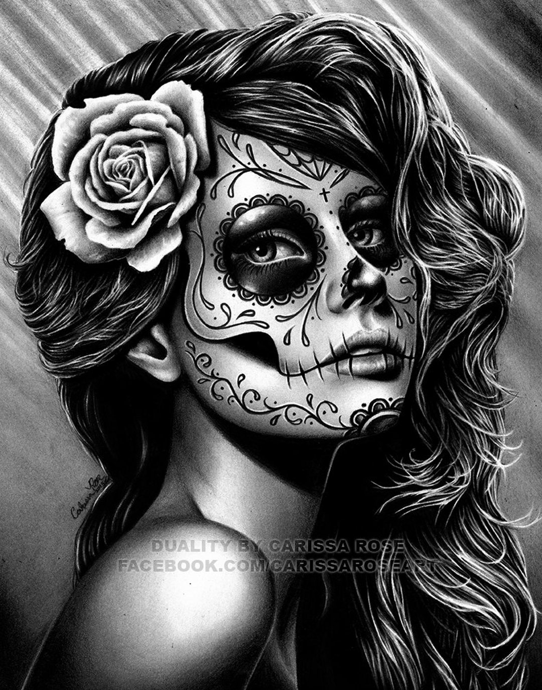 Art Print Duality Poster Black and White Day of the Dead Etsy