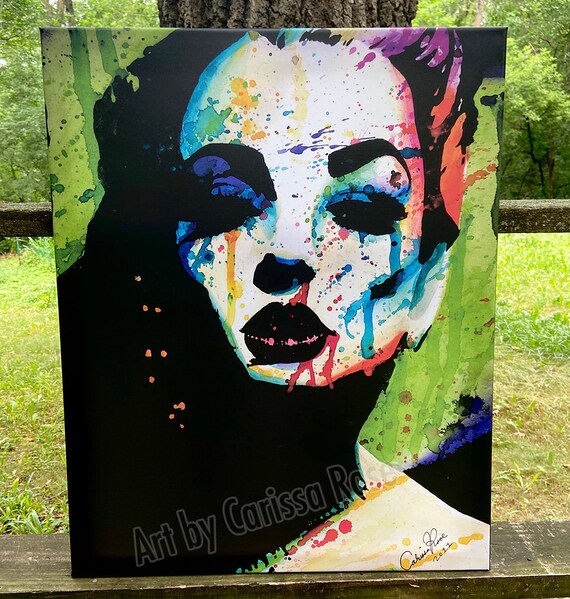24x30 inch Large Stretched Canvas Print | The Horrible Secret | Huge Colorful Pop Art Girl Edgy Big Wall Art Decor