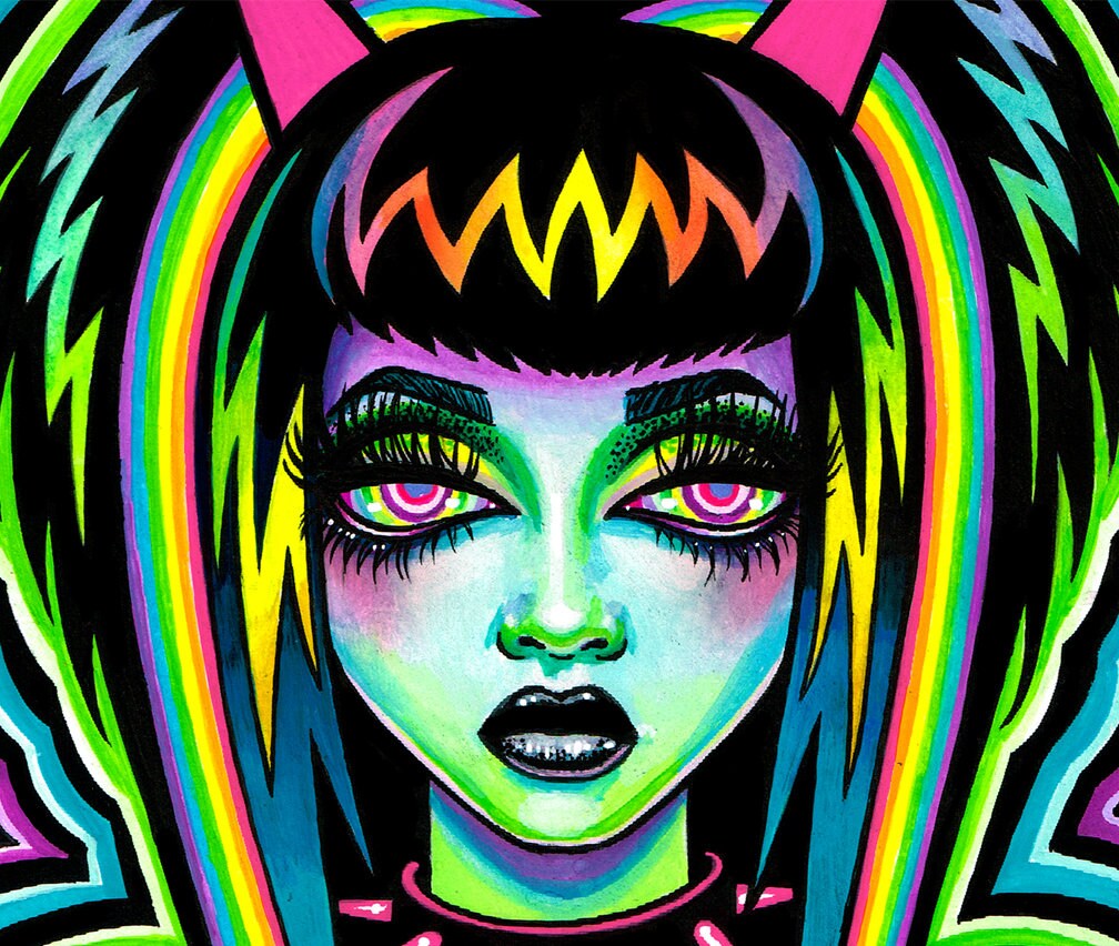 Codependent | Poster | Tapestry | Metal Print | Colorful Neon Emo Punk ...