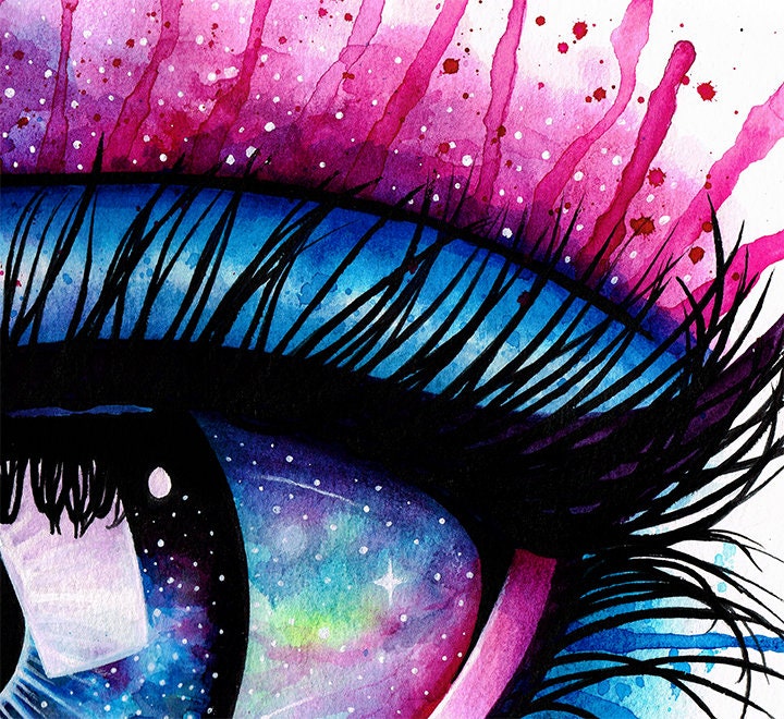 Signed Art Print Colorful Eye IV Painting Pop Art Galaxy 5x7 | Etsy